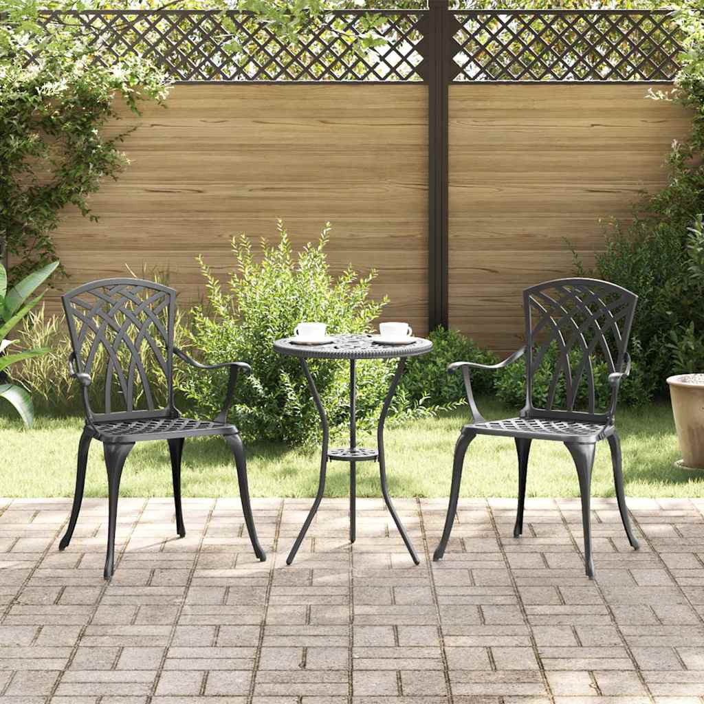 vidaXL Gartenstuhl 2 pcs Schwarz 53 x 51 x 88,5 cm Aluminium