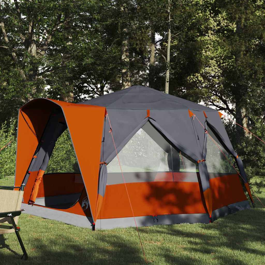 vidaXL Kabinenzelt für 5 Personen Grau und Orange 333 x 317 x 194 cm