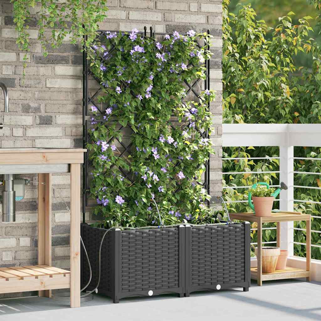 vidaXL Garten-Pflanzgefäß 2 Stk. Schwarz 80 x 40 x 142 cm PP