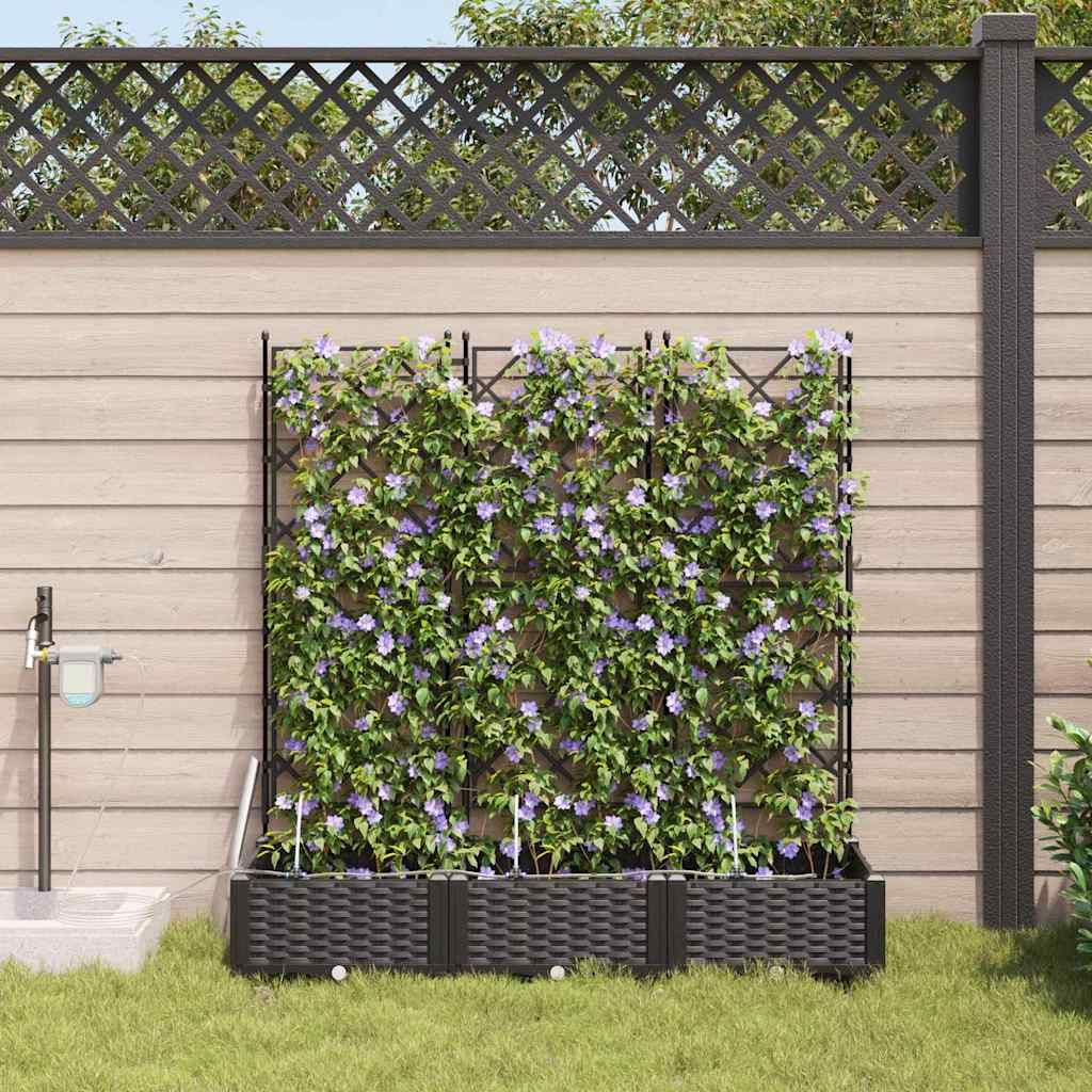 vidaXL Garten-Pflanzgefäß 3 Stk. Schwarz 120 x 40 x 126 cm PP