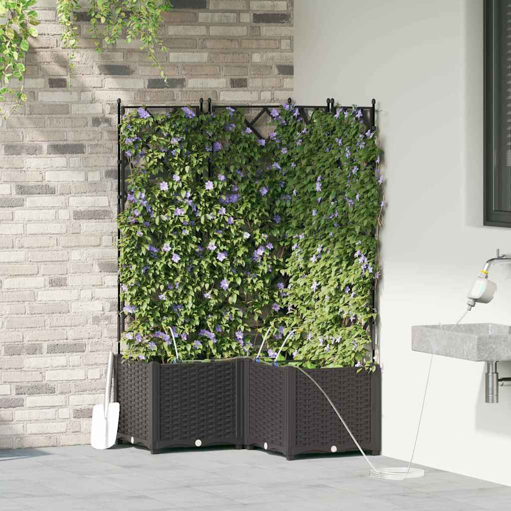 vidaXL Garten-Pflanzgefäß 3 Stk. Schwarz 80 x 80 x 142 cm PP