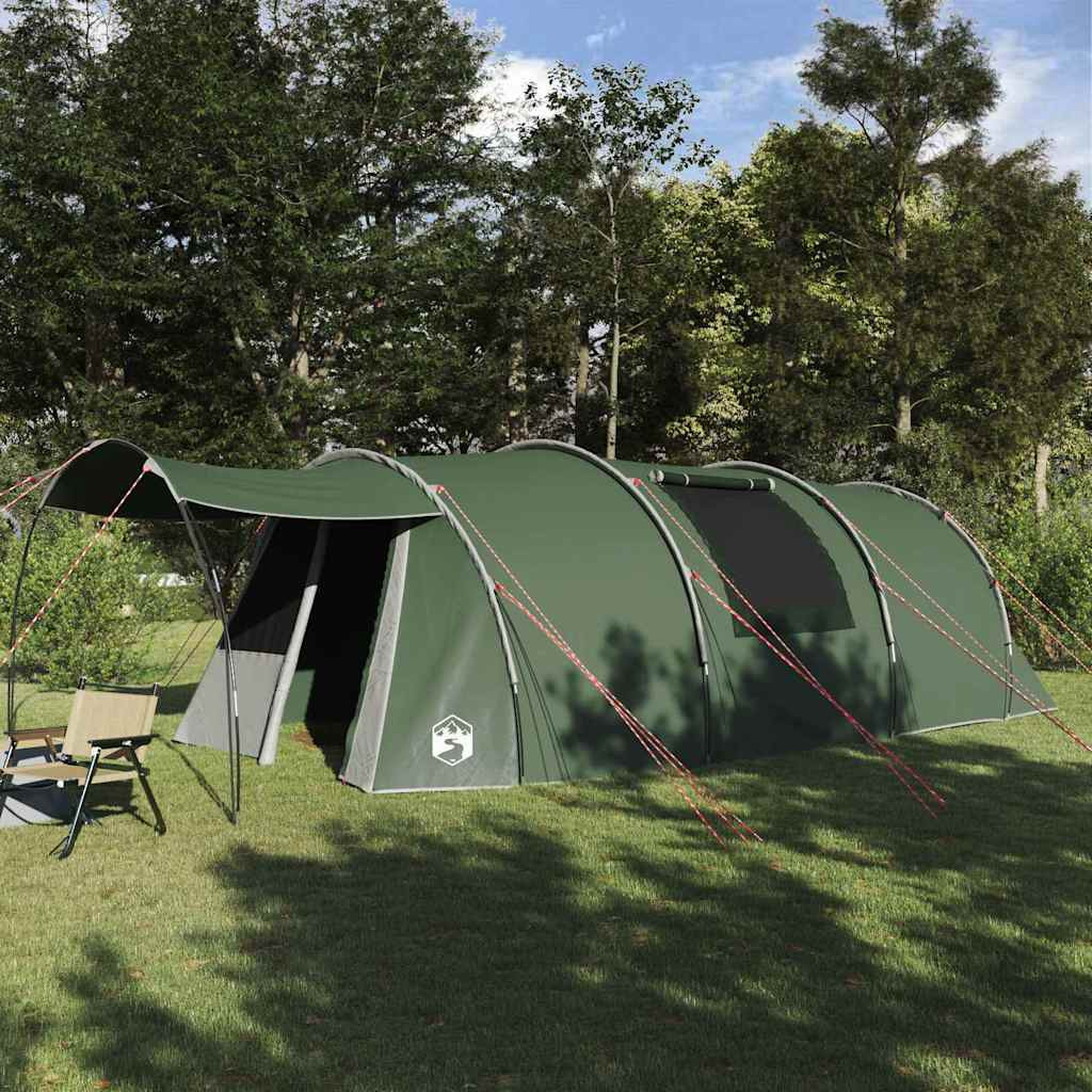vidaXL Tunnelzelt 4-Personen mit Dach Grün und Weiß 740 x 370 x 220 cm