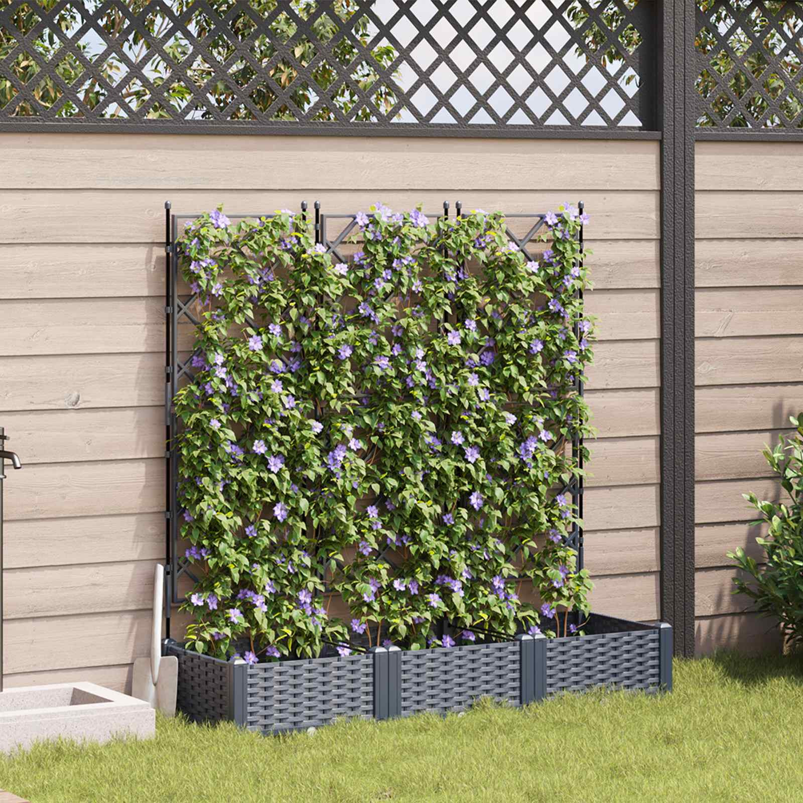 vidaXL Garten-Pflanzgefäß 3 Stk. Grau 120 x 40 x 125,5 cm PP