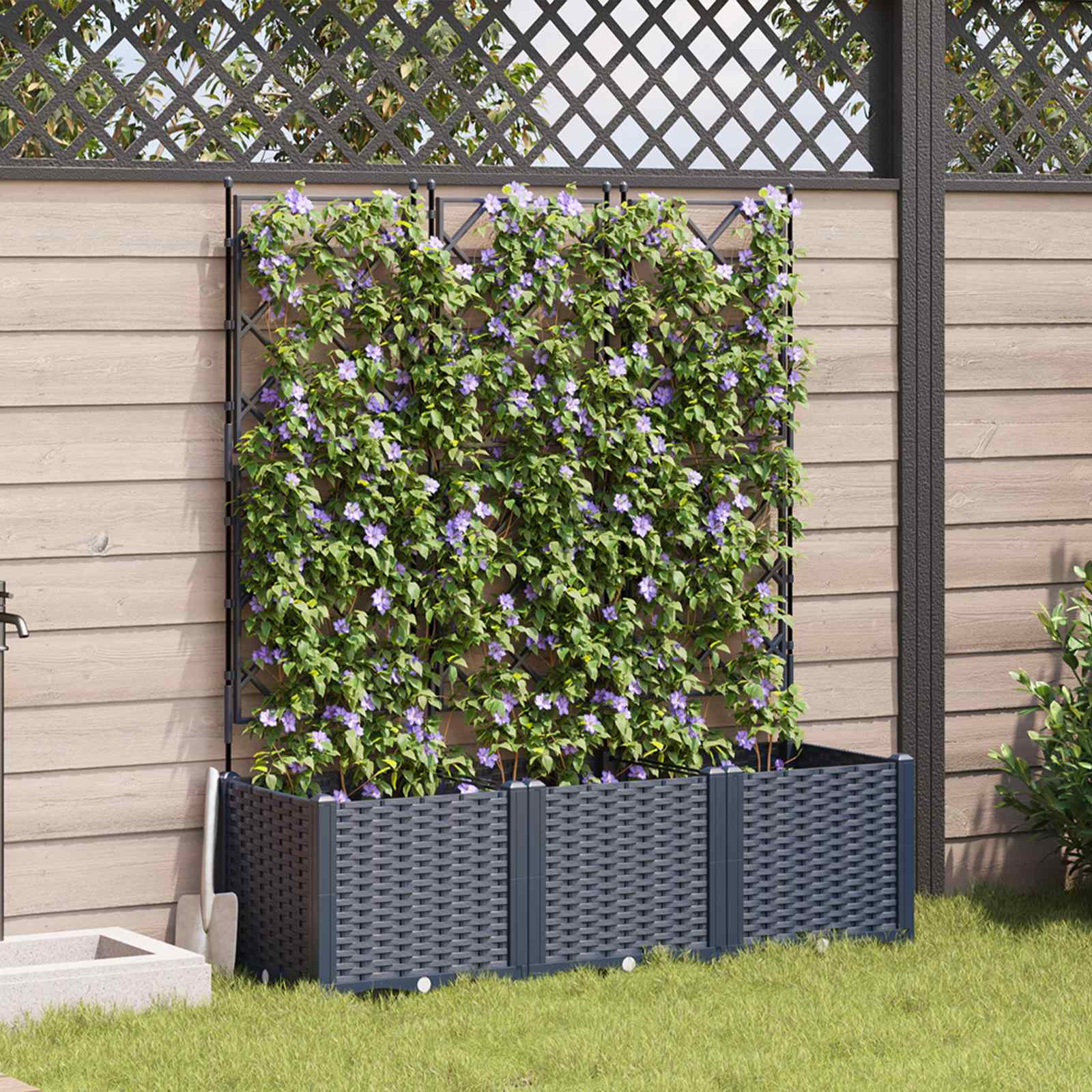 vidaXL Garten-Pflanzgefäß 3 Stk. Grau 120 x 40 x 143 cm PP