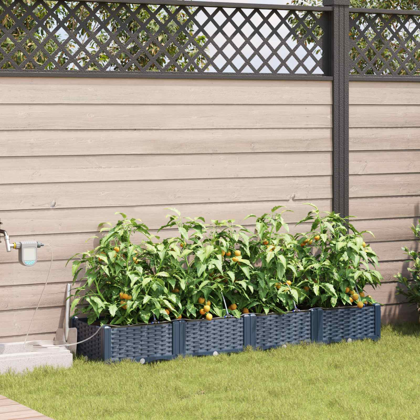 vidaXL Garten-Pflanzgefäß 4 Stk. Grau 160 x 40 x 22 cm PP