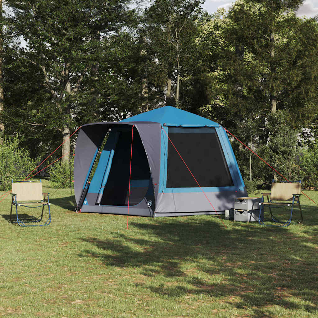 vidaXL Campingzelt Hütte mit Dach Blau 420 x 420 x 227 cm Polyester