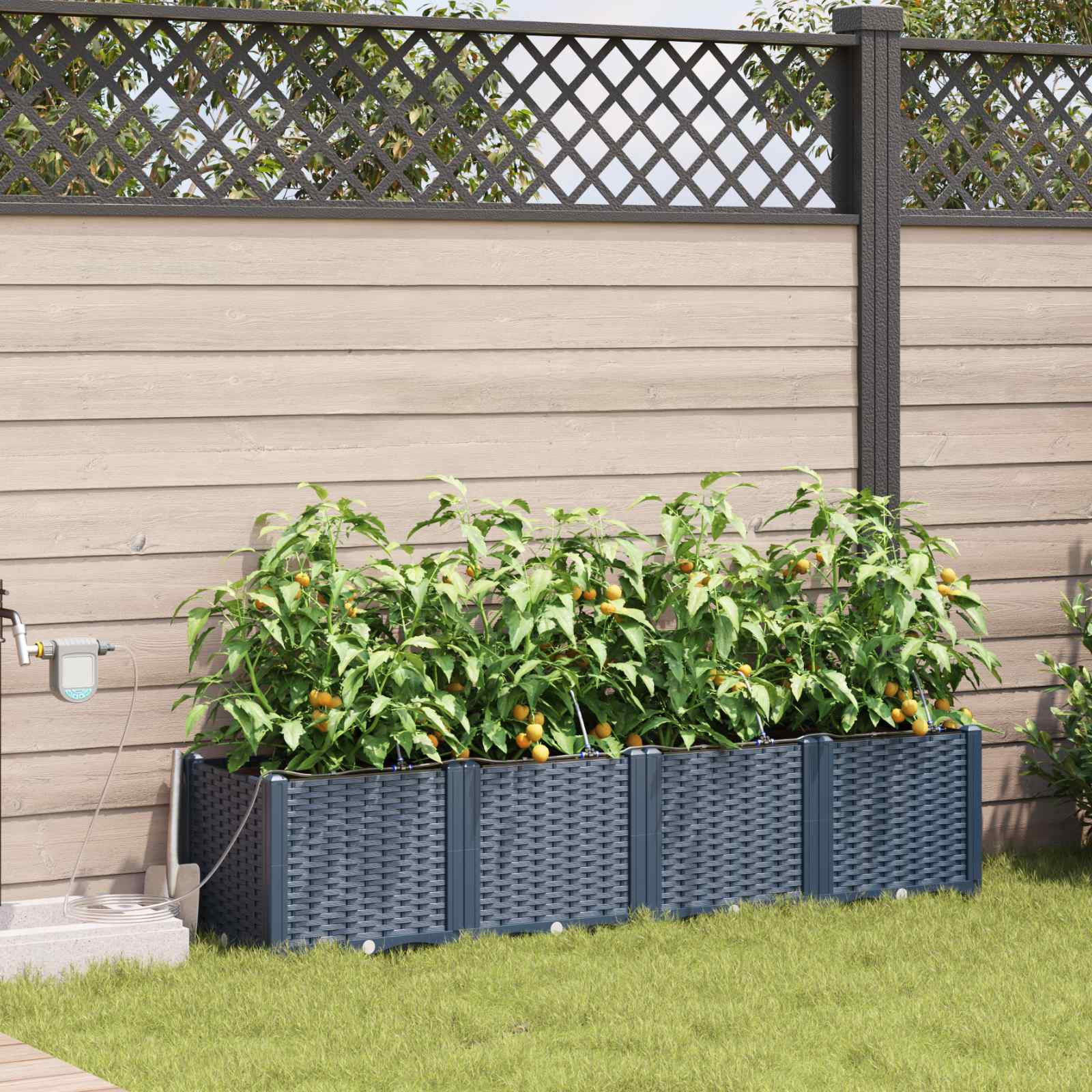 vidaXL Garten-Pflanzgefäß 4 Stk. Grau 160 x 40 x 37,5 cm PP