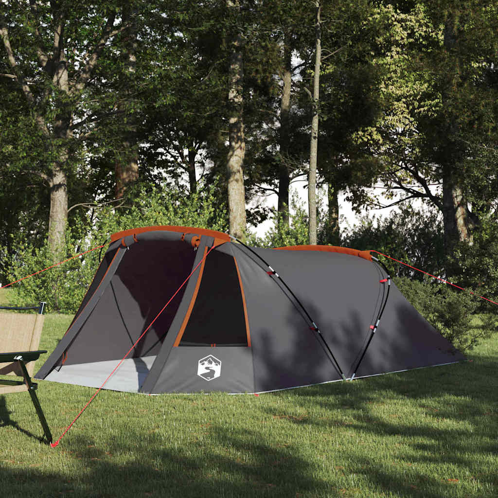 vidaXL Tunnelzelt für 3 Personen Grau und Orange 328 x 228 x 115 cm