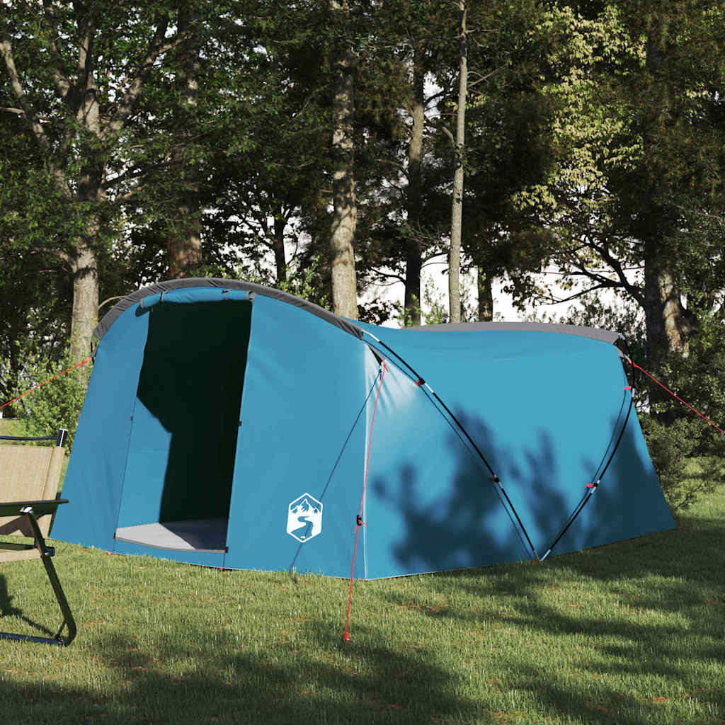 vidaXL Tunnelzelt 4-Personen mit Dach Blau und Grau 318 x 275 x 140 cm