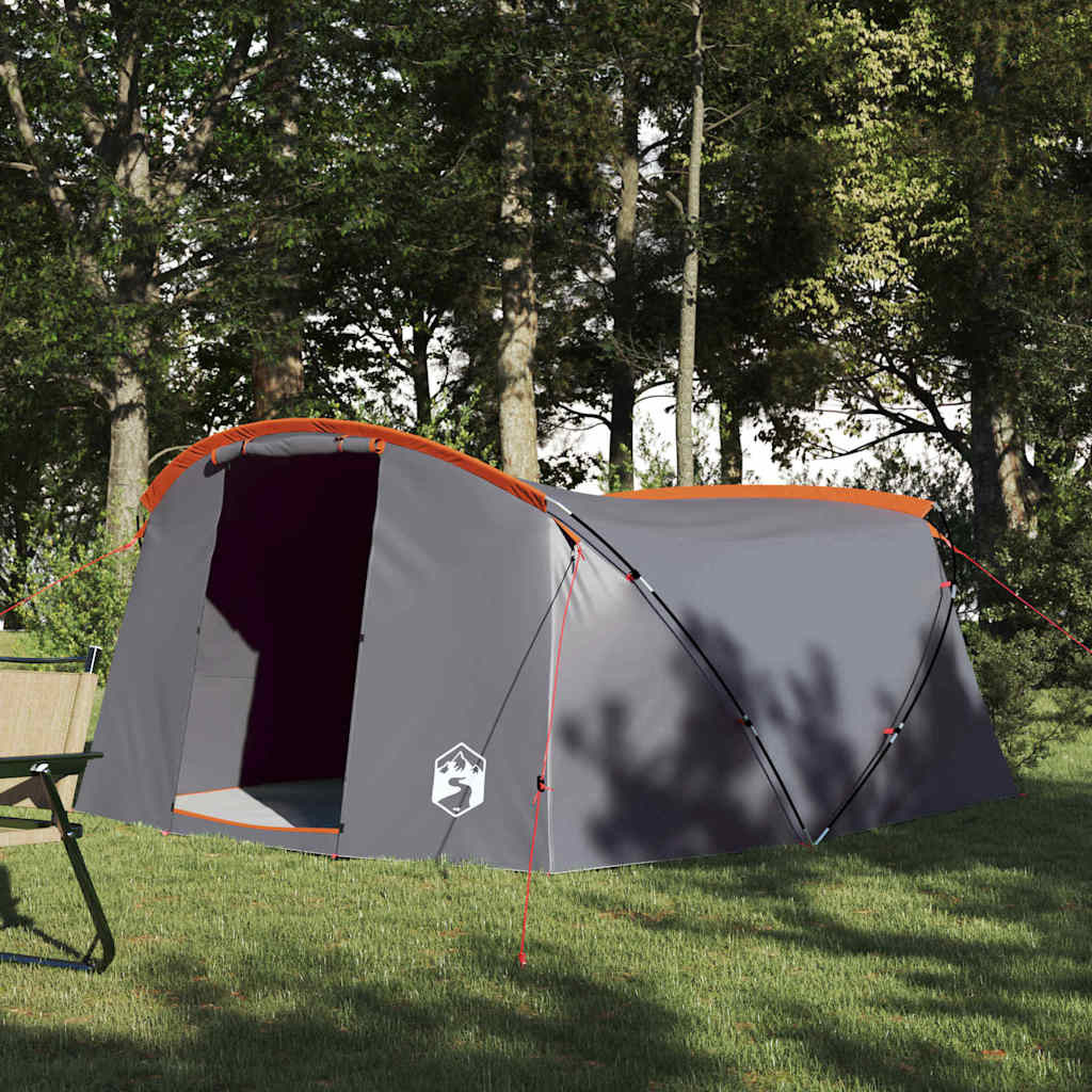 vidaXL Tunnelzelt 4-Personen Grau und Orange 318 x 275 x 140 cm