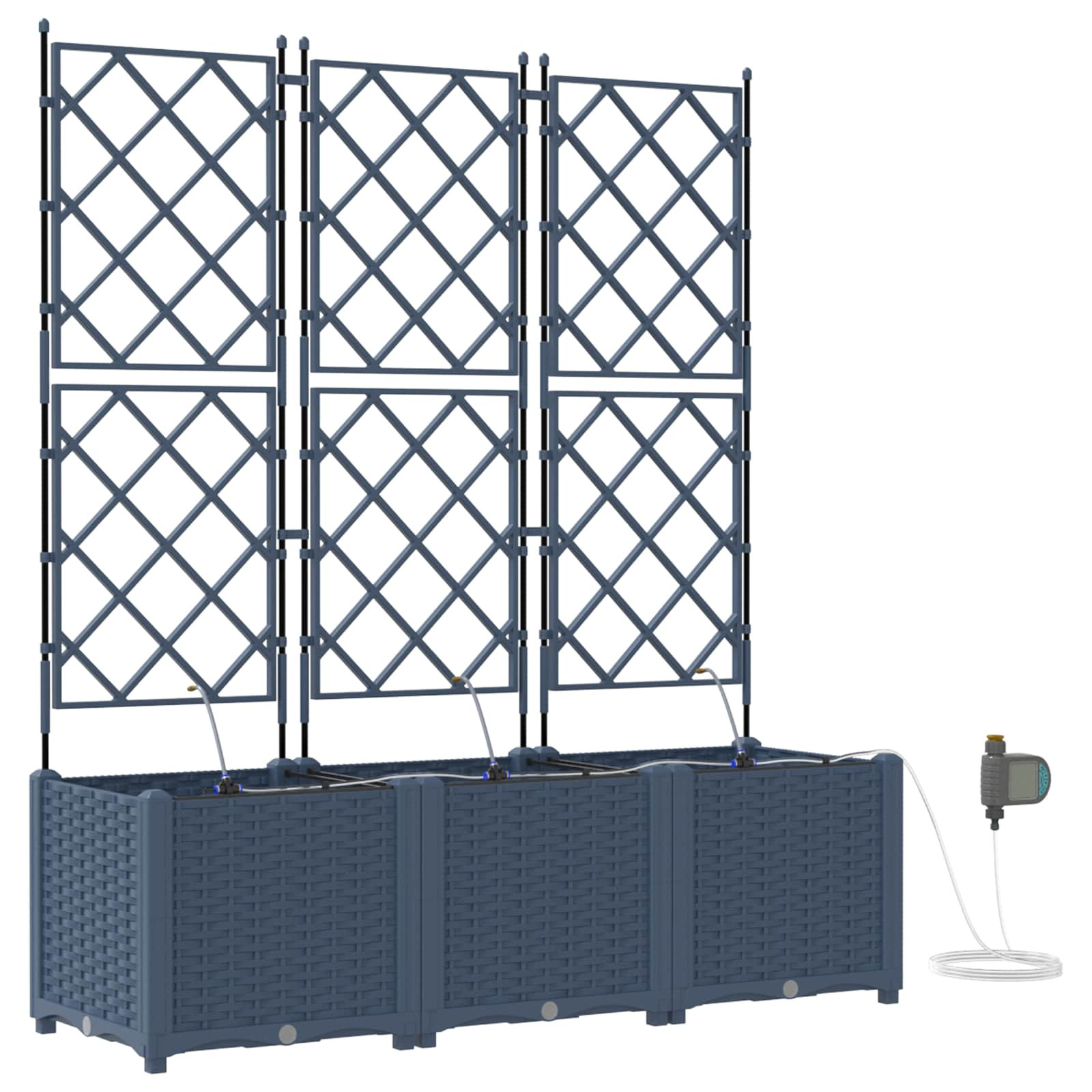 vidaXL Garten-Pflanzgefäß 3 Stk. Grau 120 x 40 x 142 cm PP