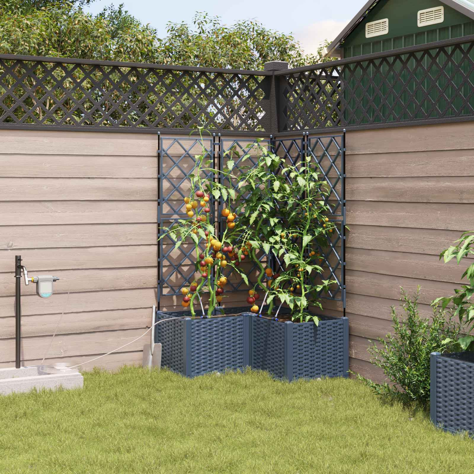 vidaXL Garten-Pflanzgefäß 3 Stk. Grau 80 x 80 x 142 cm PP