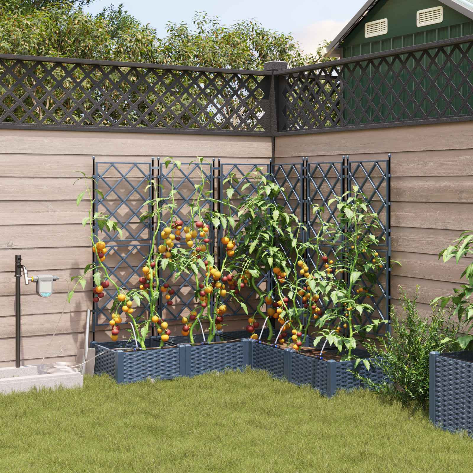 vidaXL Garten-Pflanzgefäß 5 Stk. Grau 120 x 120 x 126 cm PP