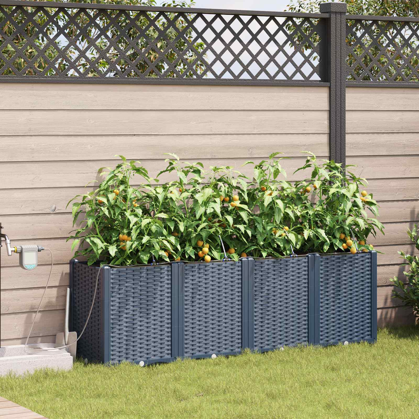 vidaXL Garten-Pflanzgefäß 4 Stk. Grau 160 x 40 x 52 cm PP