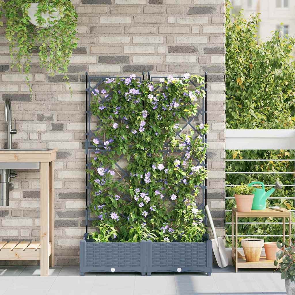 vidaXL Garten-Pflanzgefäß 2 Stk. Hellgrau 80 x 40 x 125,5 cm PP