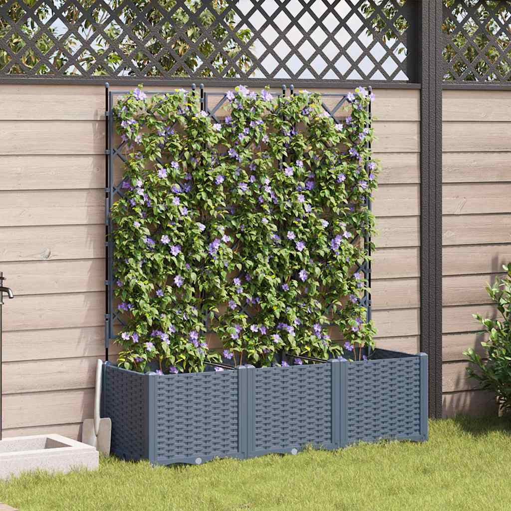 vidaXL Garten-Pflanzgefäß 3 Stk. Hellgrau 120 x 40 x 143 cm PP