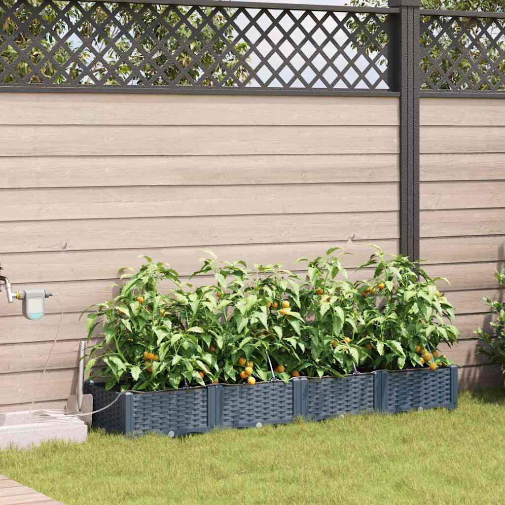 vidaXL Garten-Pflanzgefäß 4 Stk. Hellgrau 160 x 40 x 22 cm PP