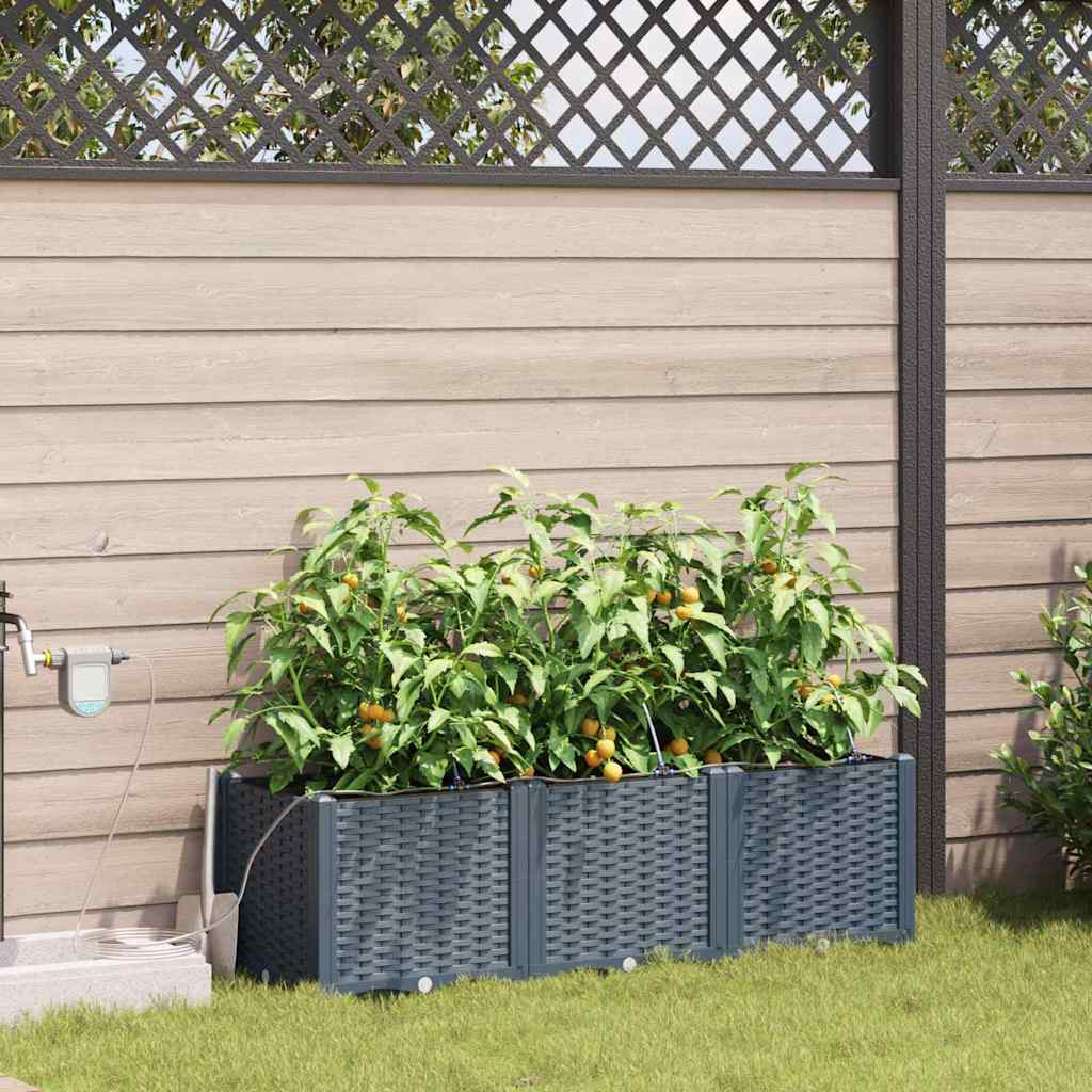 vidaXL Garten-Pflanzgefäß 3 Stk. Hellgrau 120 x 40 x 37,5 cm PP
