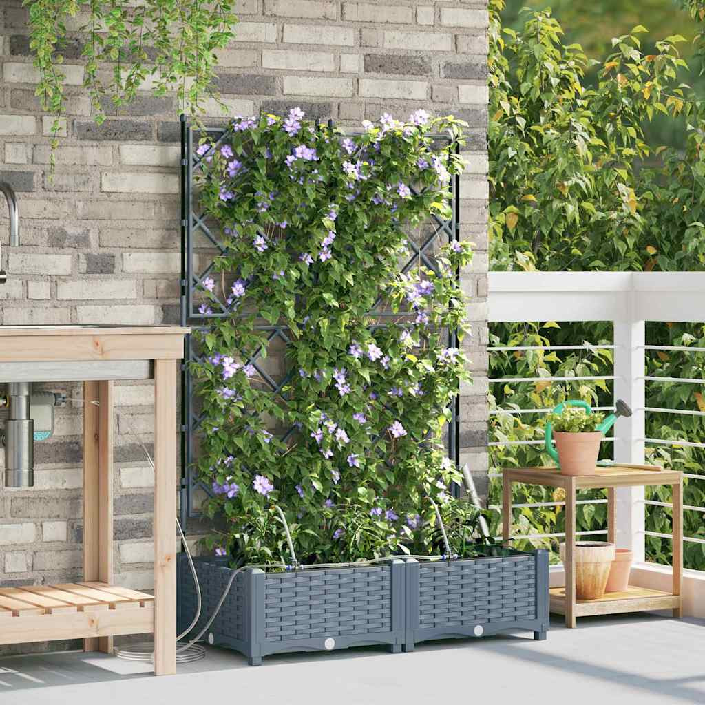 vidaXL Garten-Pflanzgefäß 2 Stk. Hellgrau 80 x 40 x 126 cm PP