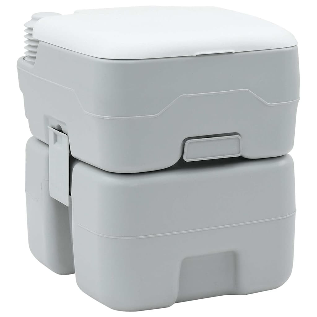 vidaXL Camping-Toilette Grau und Weiß 41,5 x 36,5 x 42 cm Polyethylen