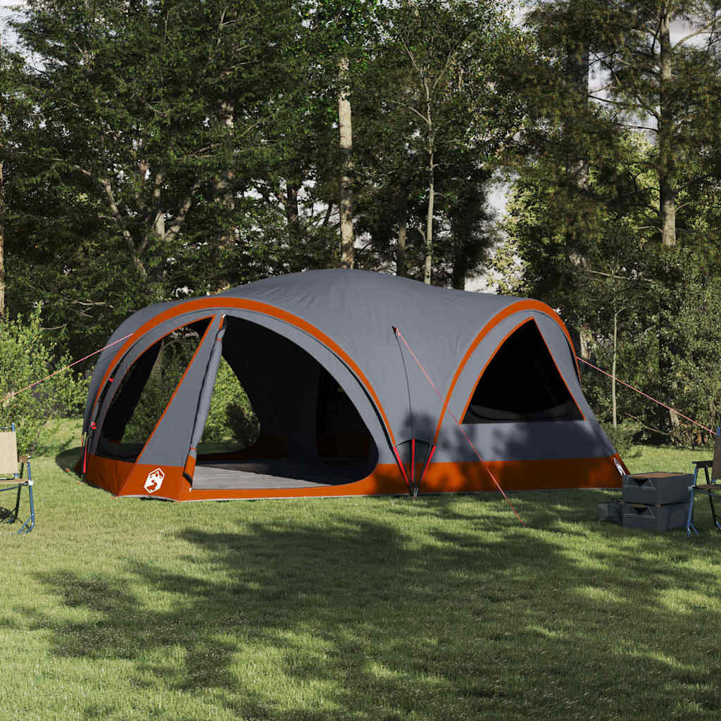 vidaXL Familienzelt für 10 Personen Grau und Orange 460 x 430 x 214 cm