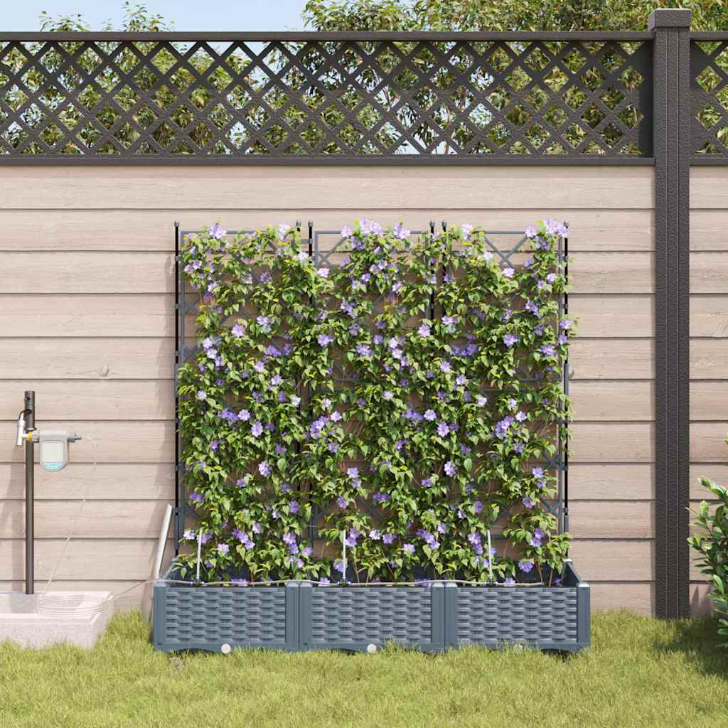 vidaXL Garten-Pflanzgefäß 3 Stk. Hellgrau 120 x 40 x 126 cm PP