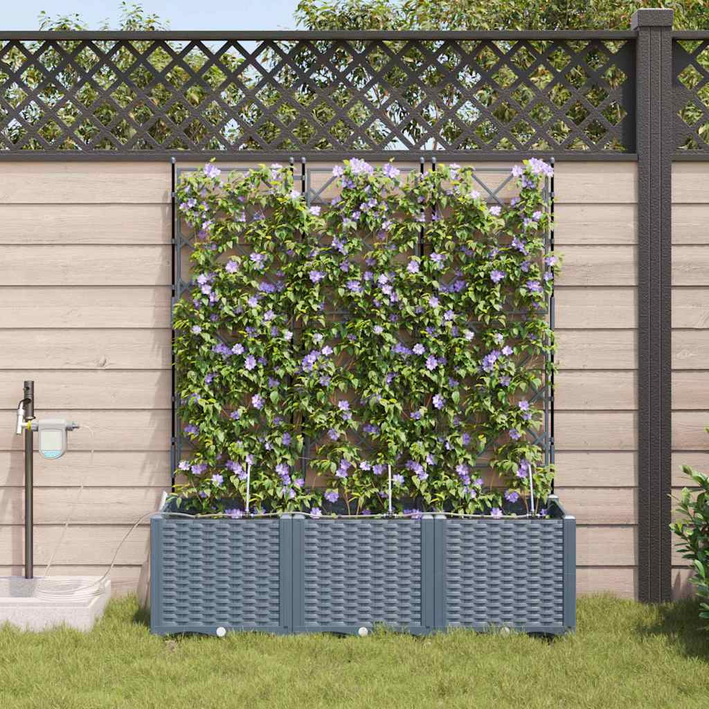 vidaXL Garten-Pflanzgefäß 3 Stk. Hellgrau 120 x 40 x 142 cm PP
