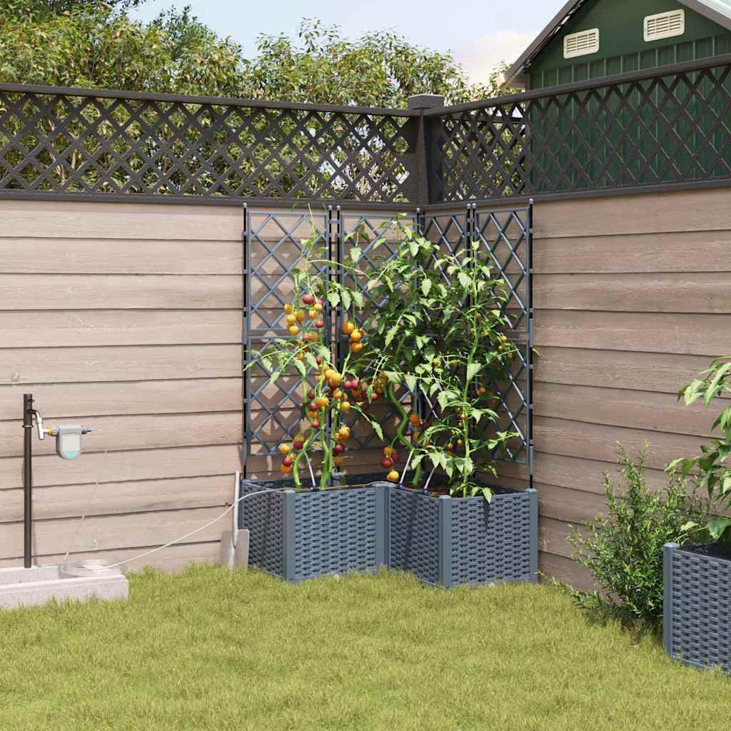 vidaXL Garten-Pflanzgefäß 3 Stk. Hellgrau 80 x 80 x 142 cm PP