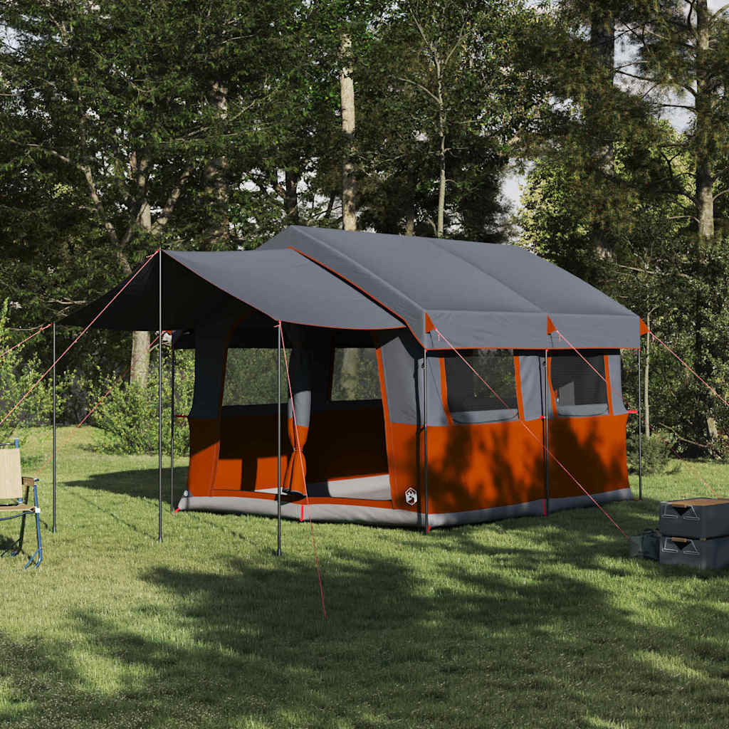 vidaXL Familienzelt für 4 Personen Grau und Orange 324 x 255 x 230 cm