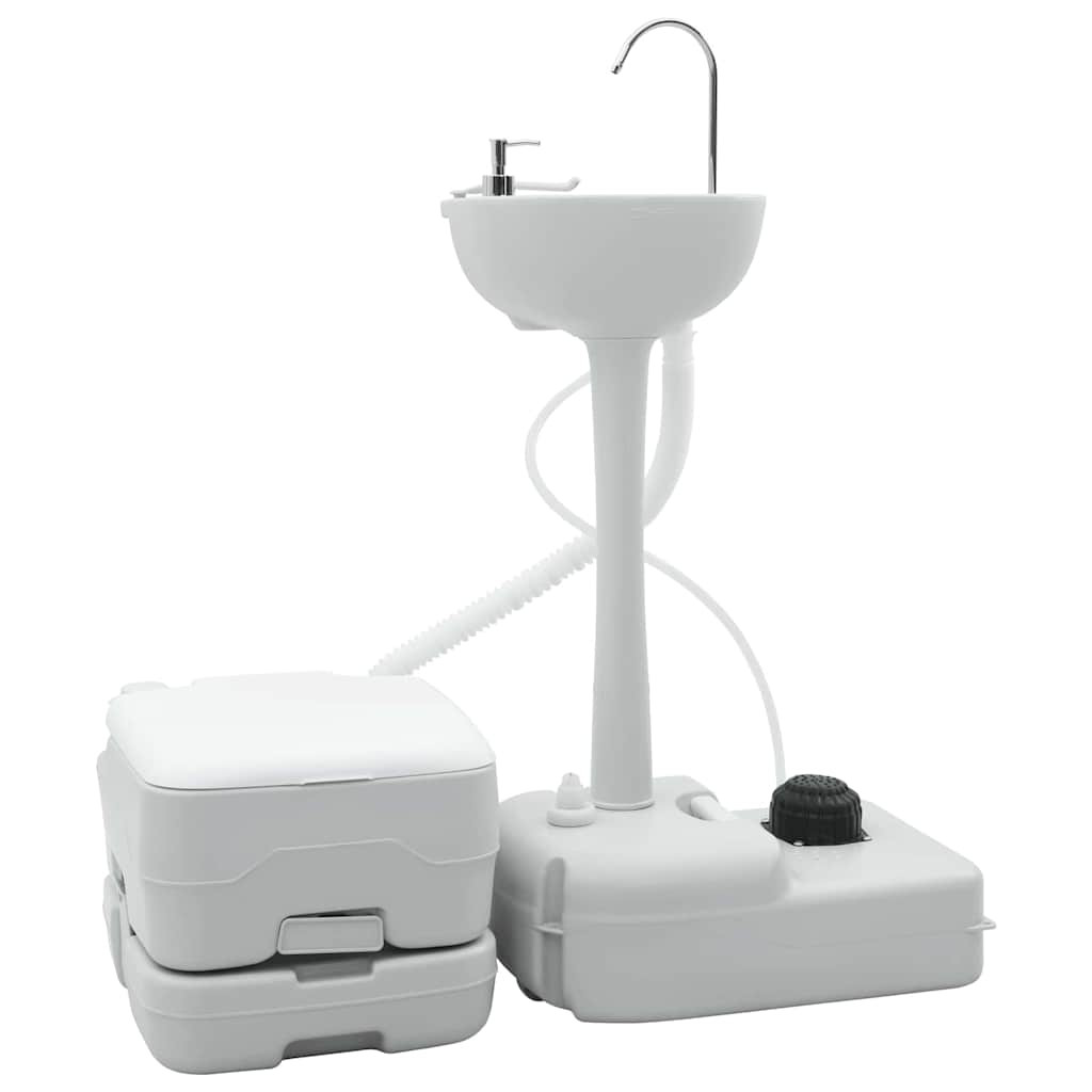 vidaXL Camping Toiletten-Set 2 pcs Grau und Weiß