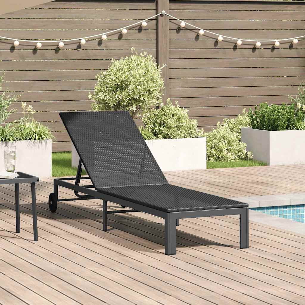vidaXL Sonnenliege Poly-Rattan Schwarz