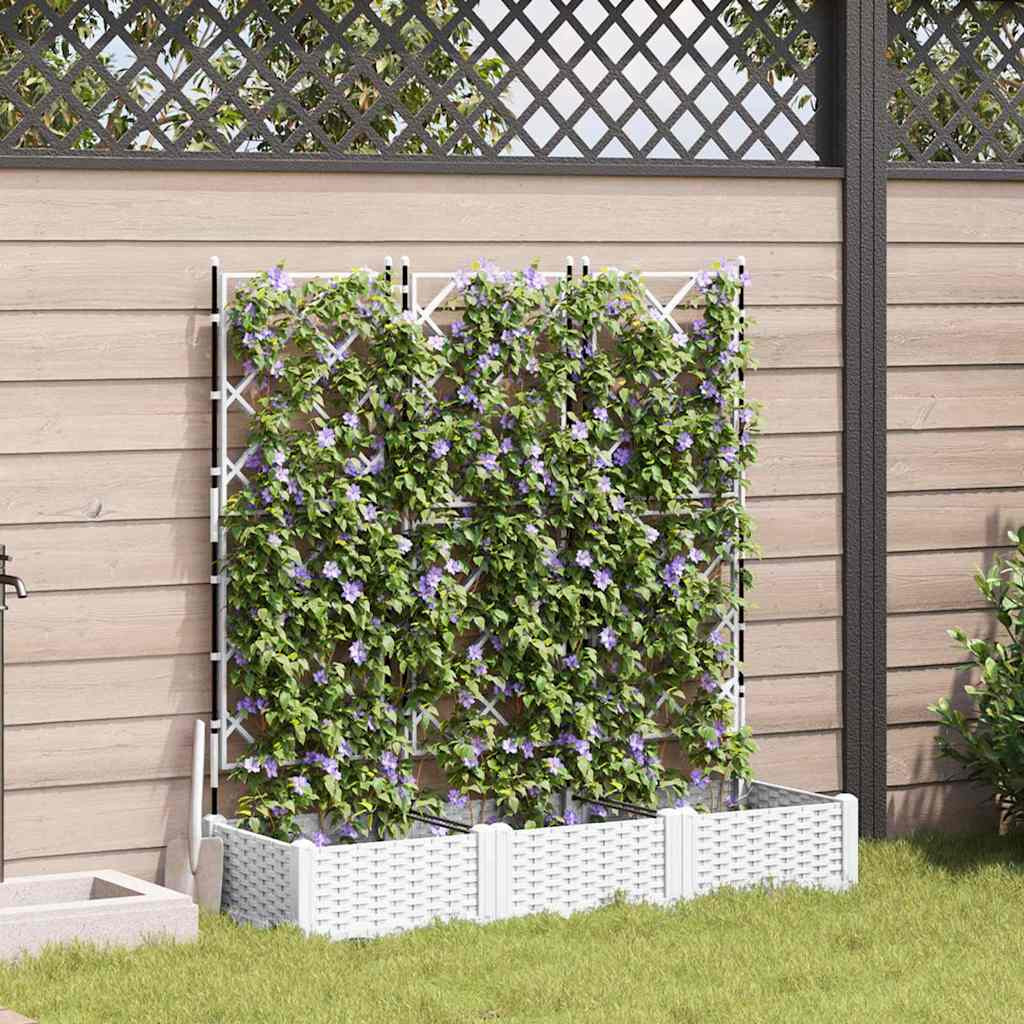 vidaXL Garten-Pflanzgefäß 3 Stk. Weiß 120 x 40 x 125,5 cm PP