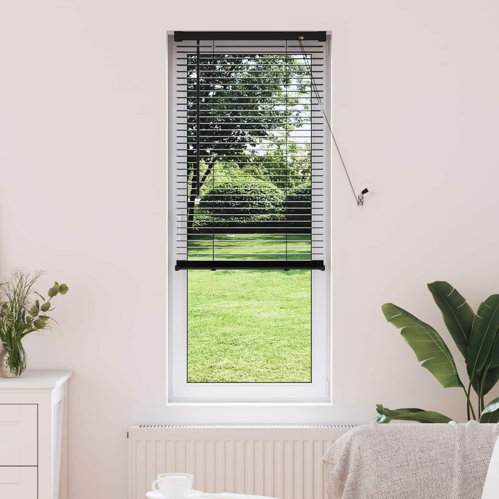 vidaXL Jalousie Schwarz 150 x 60 cm 25 mm PVC