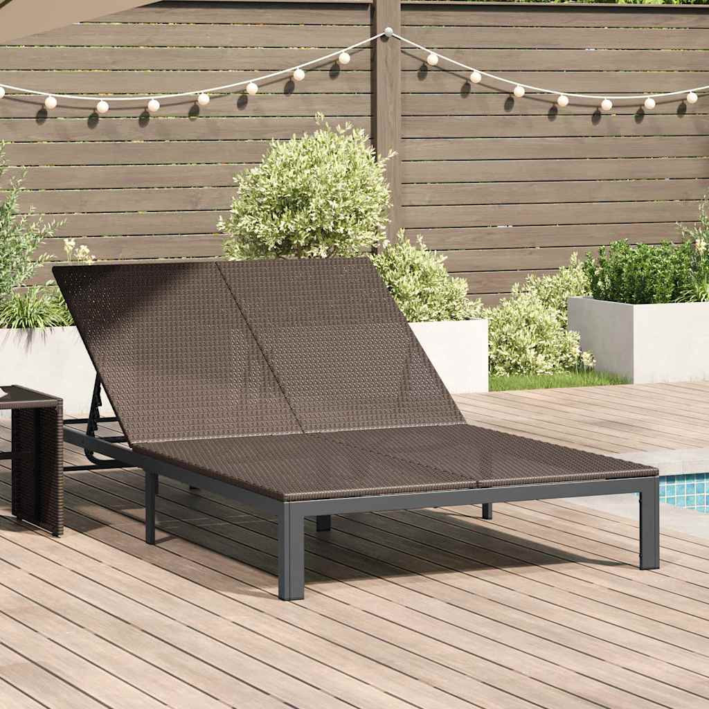 vidaXL Sonnenliege Poly-Rattan Braun