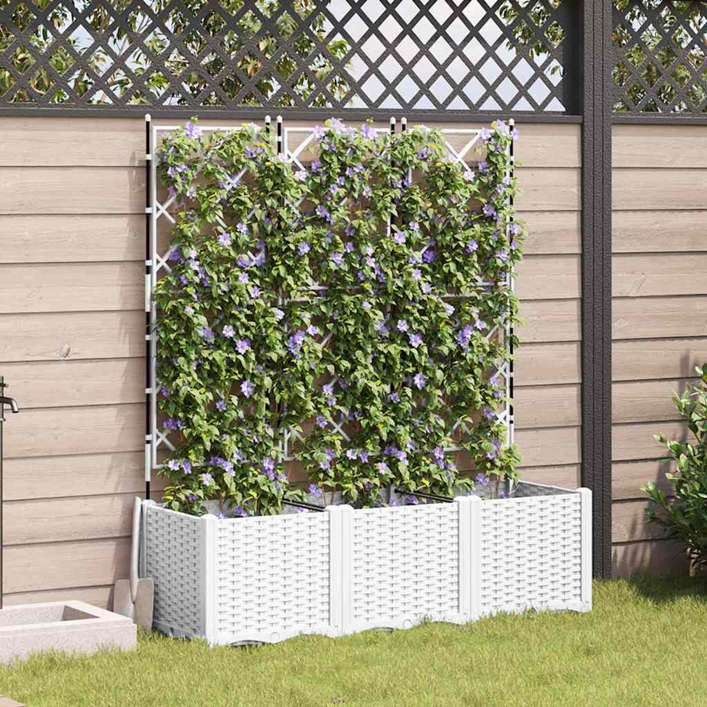 vidaXL Garten-Pflanzgefäß 3 Stk. Weiß 120 x 40 x 143 cm PP