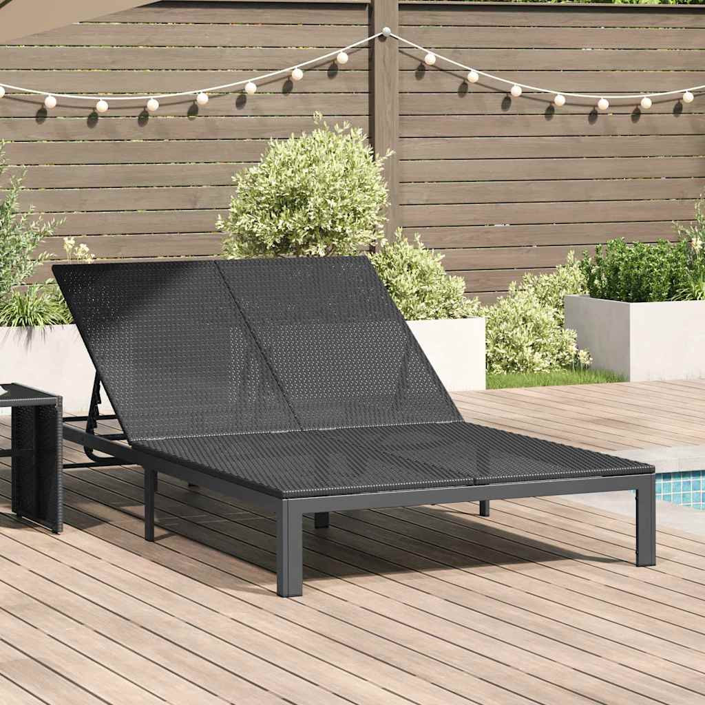 vidaXL Sonnenliege Poly-Rattan Schwarz
