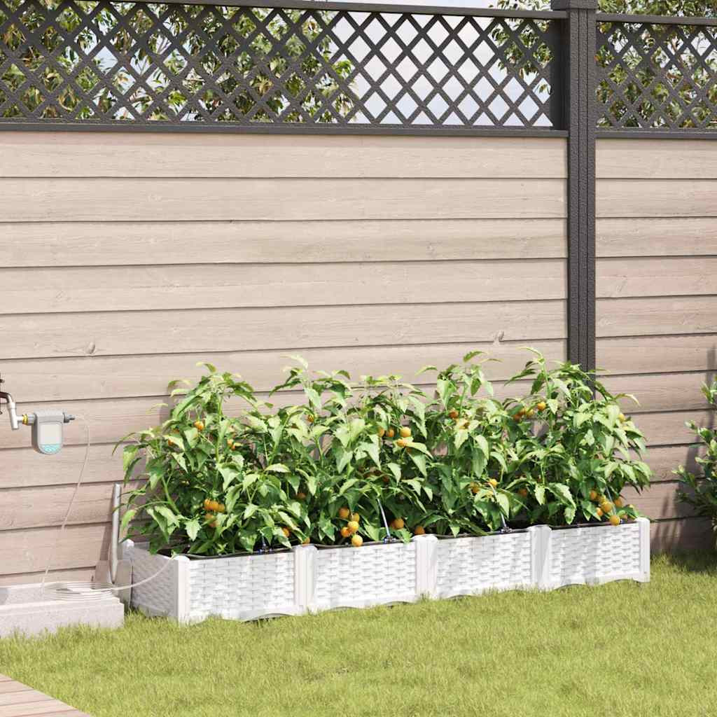 vidaXL Garten-Pflanzgefäß 4 Stk. Weiß 160 x 40 x 22 cm PP