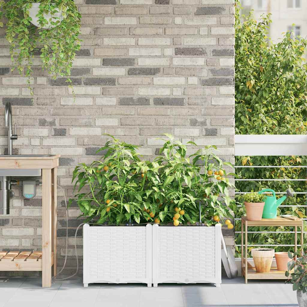 vidaXL Garten-Pflanzgefäß 2 Stk. Weiß 80 x 40 x 37,5 cm PP