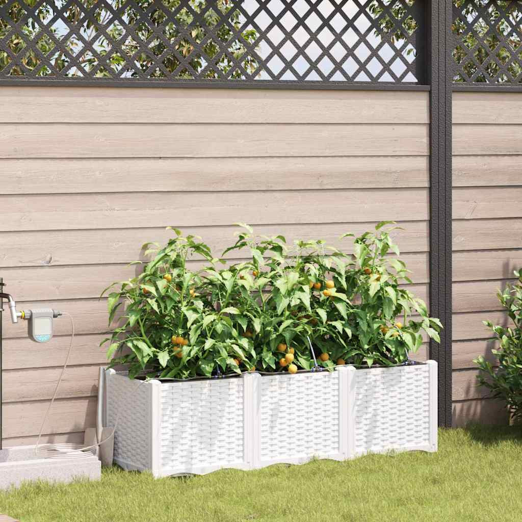 vidaXL Garten-Pflanzgefäß 3 Stk. Weiß 120 x 40 x 37,5 cm PP