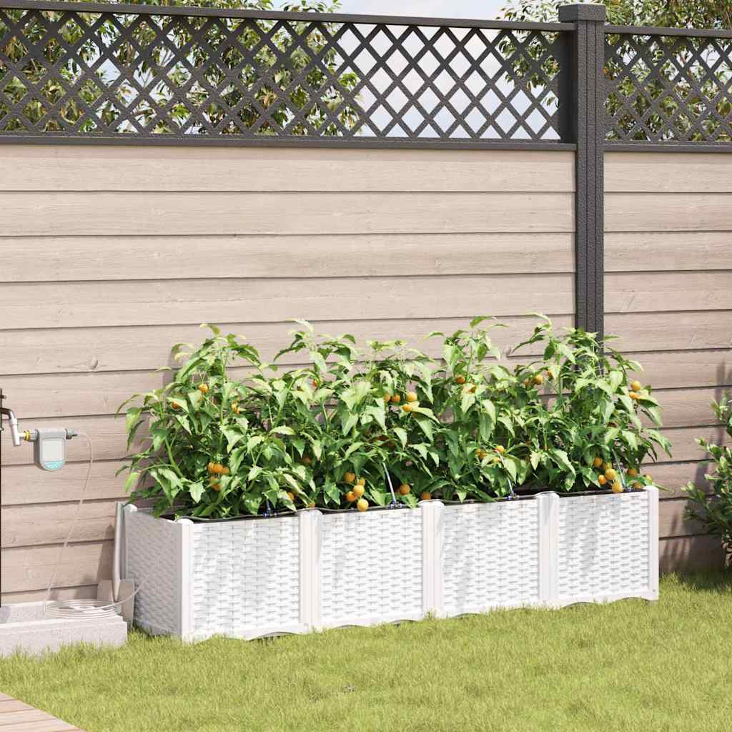 vidaXL Garten-Pflanzgefäß 4 Stk. Weiß 160 x 40 x 37,5 cm PP