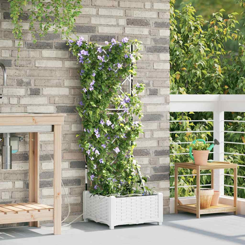 vidaXL Garten-Pflanzgefäß Weiß 40 x 40 x 126 cm PP