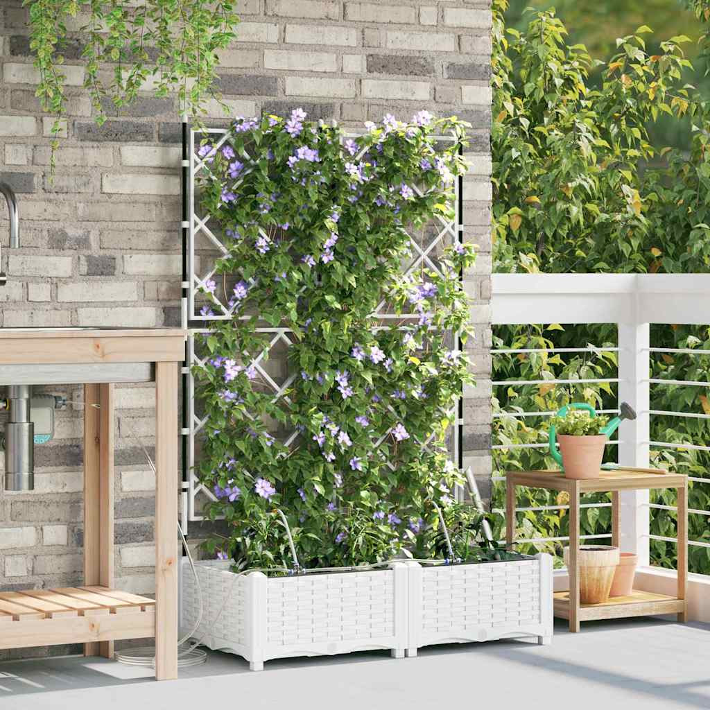 vidaXL Garten-Pflanzgefäß 2 Stk. Weiß 80 x 40 x 126 cm PP