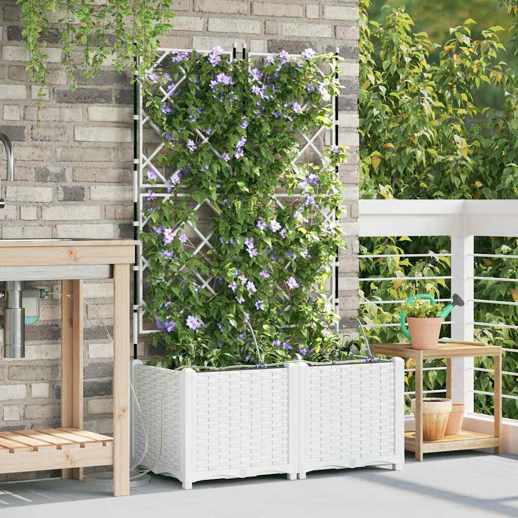 vidaXL Garten-Pflanzgefäß 2 Stk. Weiß 80 x 40 x 142 cm PP