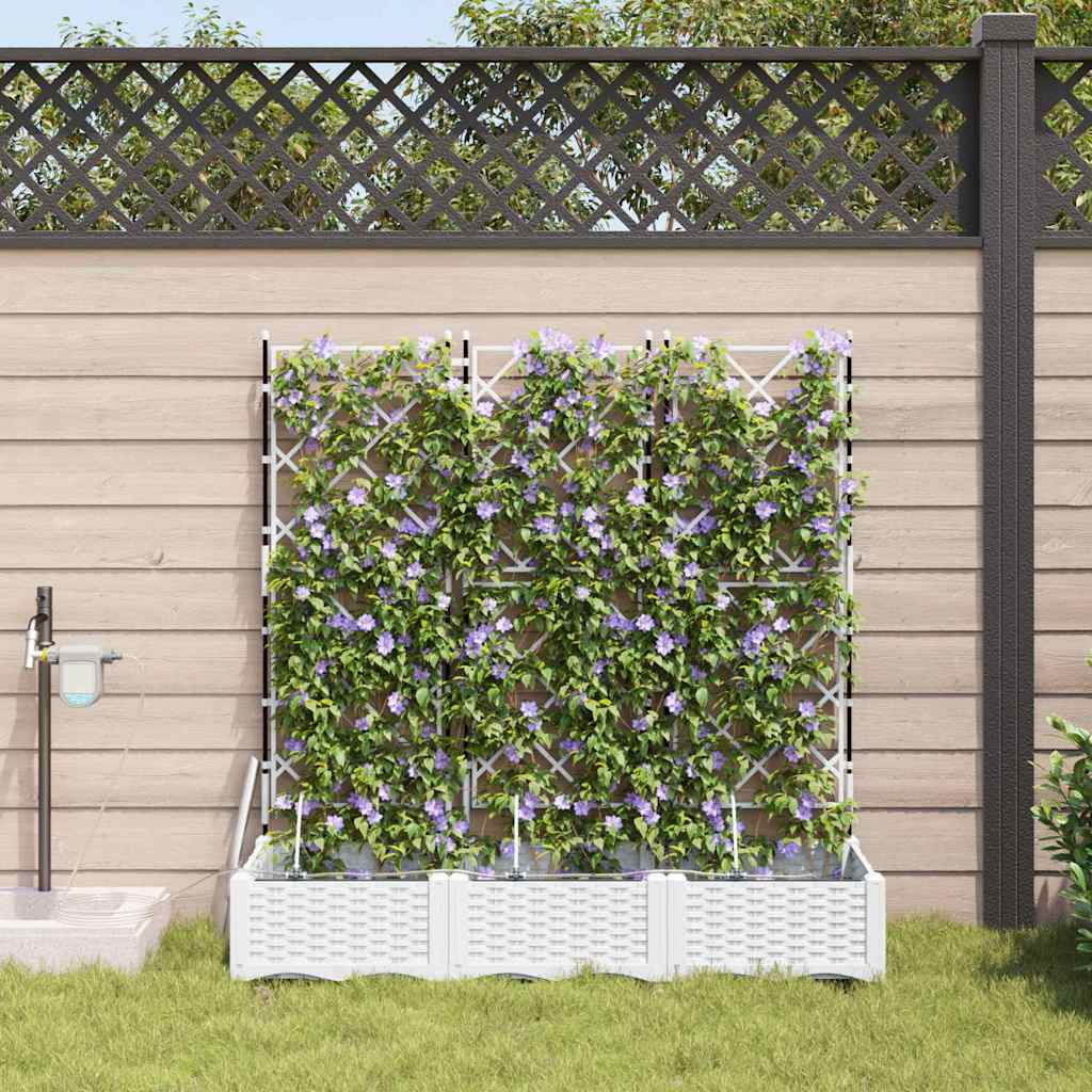vidaXL Garten-Pflanzgefäß 3 Stk. Weiß 120 x 40 x 126 cm PP