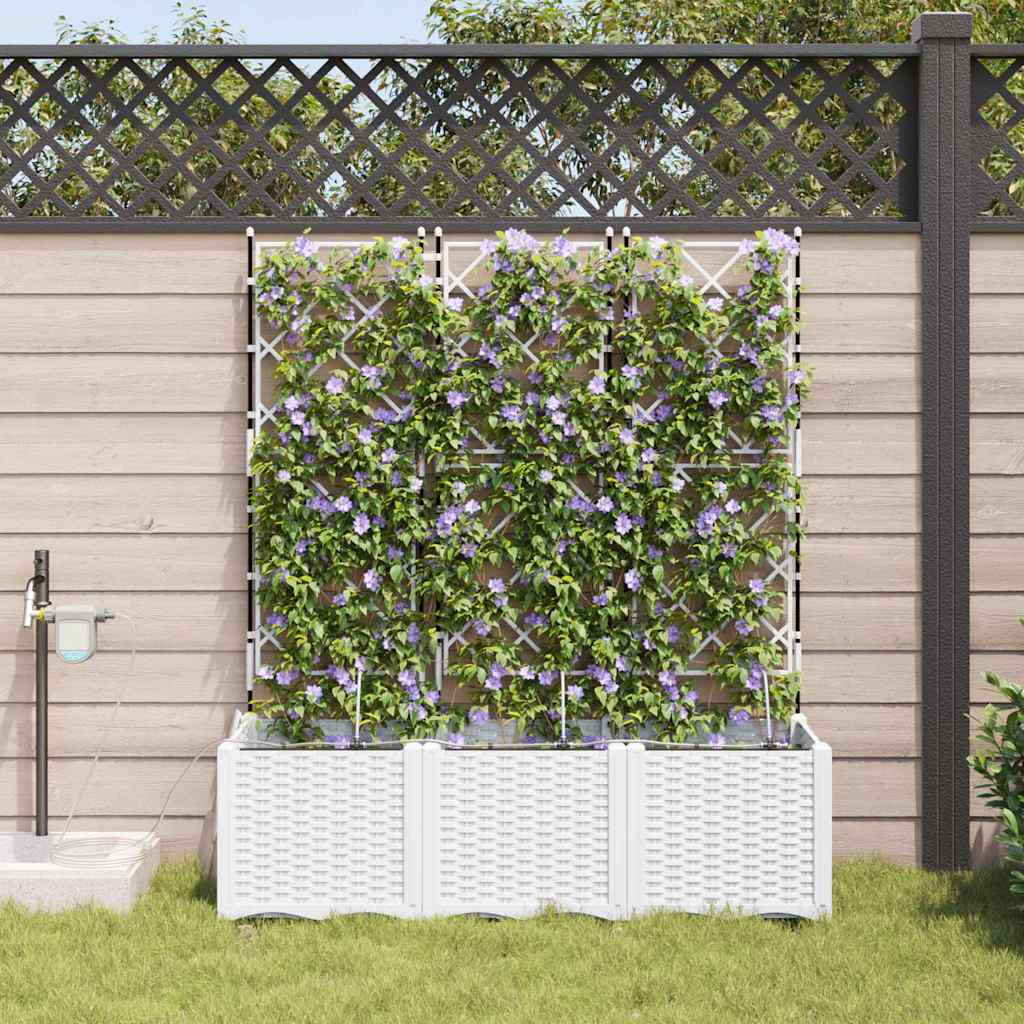 vidaXL Garten-Pflanzgefäß 3 Stk. Weiß 120 x 40 x 142 cm PP