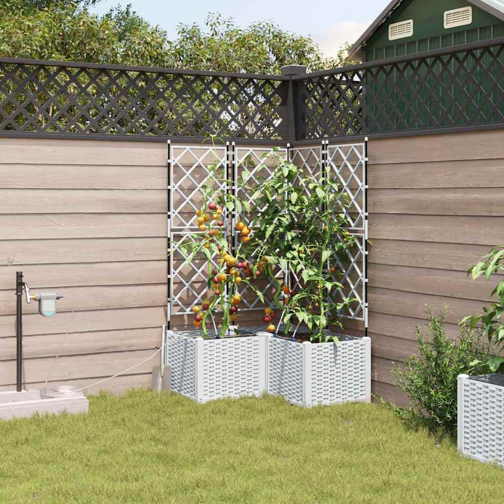 vidaXL Garten-Pflanzgefäß 3 Stk. Weiß 80 x 80 x 142 cm PP