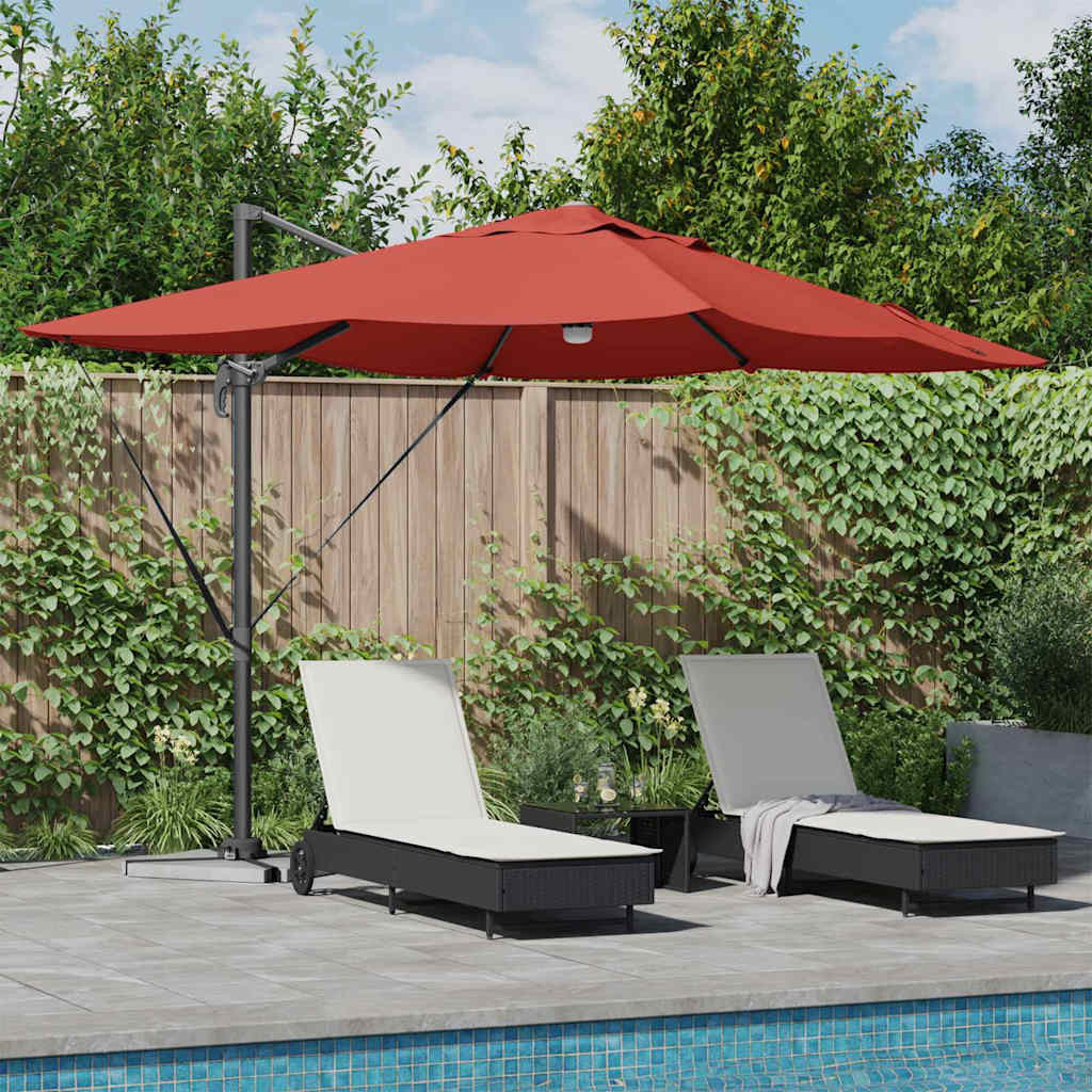 vidaXL Sonnenschirm mit LED-Lichtleisten Terrakotta 351 x 250 x 253 cm