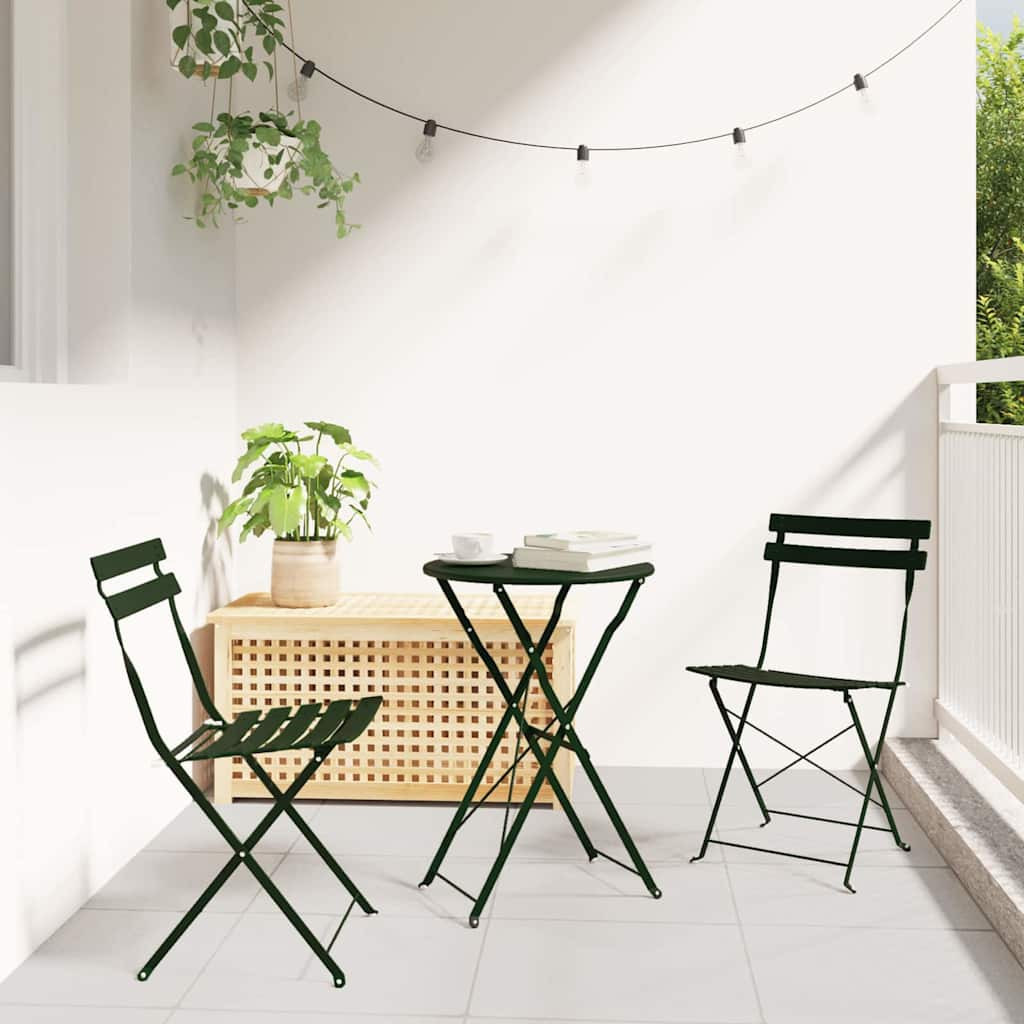 vidaXL Gartenklappstuhl 2 pcs Grün 42 x 46 x 82cm Metall