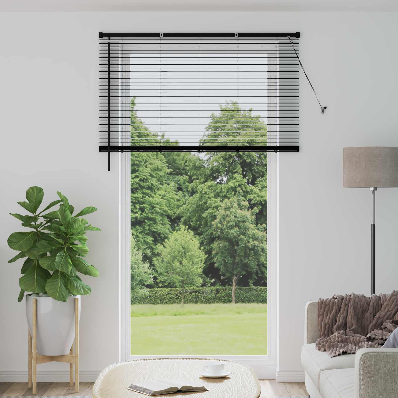 vidaXL Jalousie Schwarz 213 x 130 cm 25 mm PVC