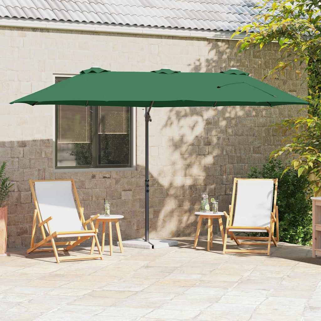 vidaXL Sonnenschirm Grün 372 x 198 x 243 cm Polyester und Aluminium